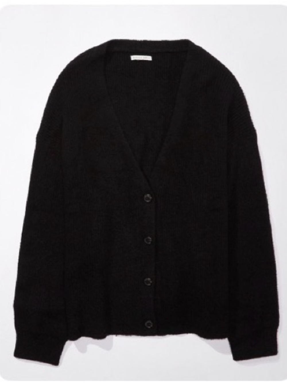 American Eagle Outfitters Oversized Black V-Neck Button Cozy Cardigan
